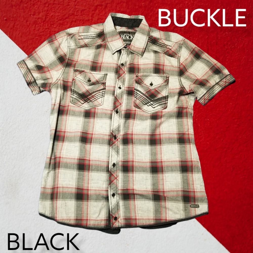 Buckle Black Plaid Standard Short Sleeve Shirt